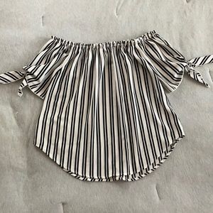 Black/White Striped off the shoulder blouse